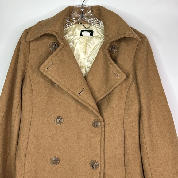 J. Crew Tan Wool Button Pea Jacket Size Small - Picture 2 of 8